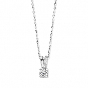 Collier Argent pendentif solitaire serti similaire