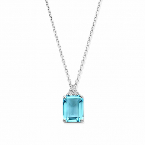 Collier Argent - pierre bleue claire et oxydes - Naiomy