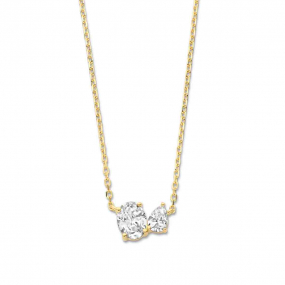 Collier argent - plaqu or et oxydes - Naiomy
