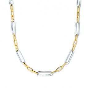 Collier argent plaqu or jaune avec maillons- Naiomy