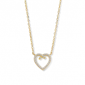 Collier Argent plaqu or jaune avec pendentif en forme de cur et Zirconium - Naiomy