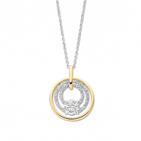 Collier argent plaqu or motif ajoure avec oxydes- Naiomy