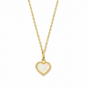 Collier argent - plaqu or - pendentif coeur nacre - Naiomy