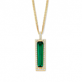 Collier argent - plaqu or pierre verte et oxydes - Naiomy