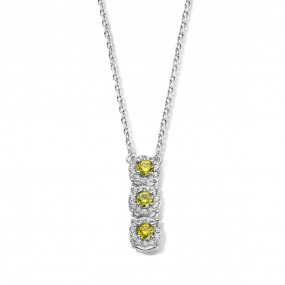 Collier Argent serti d'oxydes vert et similaire