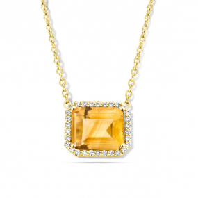 Collier Citrine Jaune et diamants One