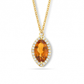Collier Citrine Orange et diamants One