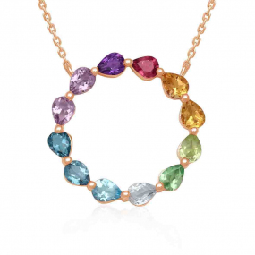 Collier Citrine - Rhodolite - Topaze