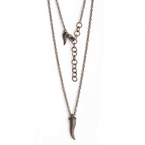 Collier corne Mano J en titane serti de diamants noirs