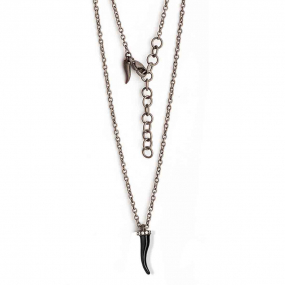 Collier corne noire Mano J en titane serti de diamants blancs