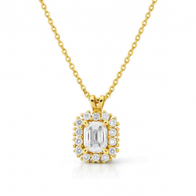 Collier diamant taille Emeraude de Synth�se