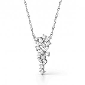 Collier diamants ronds et baguettes