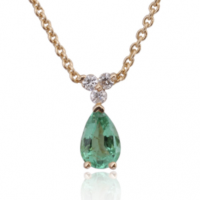 Collier meraude 0.40 ct serti de 3 diamants 0.03 ct