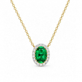 Collier Emeraude et diamants de laboratoire