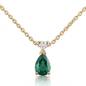 Collier Emeraude serti d'un diamant