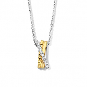 Collier en argent bicolor + pendentif serti de zirconium Naiomy Silver