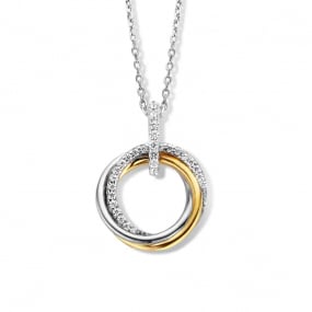 Collier en argent bicolor + pendentif serti de zirconium Naiomy Silver