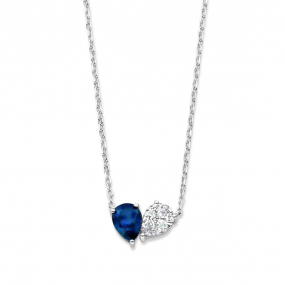 Collier en Argent pendentif poire pierre bleu et oxydes - Naiomy