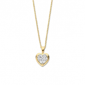 Collier en argent plaqu or jaune motif coeur oxyde - Naiomy