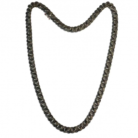Collier maille gourmette en titane Diamants Noirs et or - Mano J