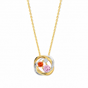Collier argent plaqu or - pierres multicolores - Naiomy