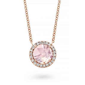 Collier quartz rose et diamants One More