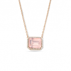 Collier Quartz Rose et diamants One More