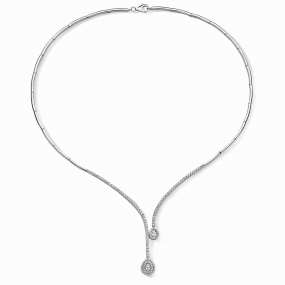 Collier rigide Argent Serti de Zirconium forme goutte - Naiomy 