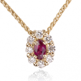 Collier rubis 0.23 ct serti de diamants 0.32 ct