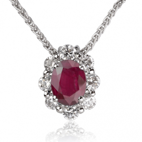 Collier Rubis ovale 1.30 ct entour de similaire