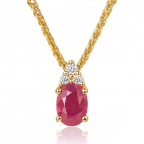 Collier rubis ovale serti de diamants