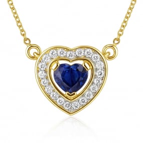 Collier Saphir coeur entouré de diamants