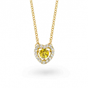 Collier diamants et saphir jaune - One