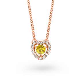 Collier Saphir Jaune et diamants blancs