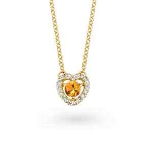 Collier diamants et saphir orange - One