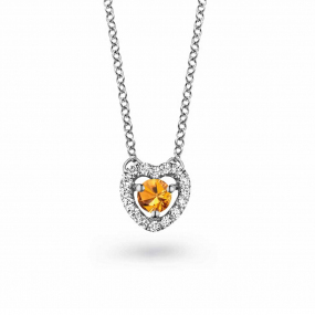 Collier Saphir Orange et diamants blancs