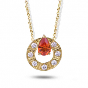 Collier Saphir Orange et Diamants
