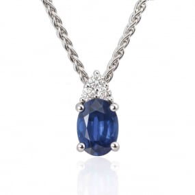 Collier saphir ovale et Diamants