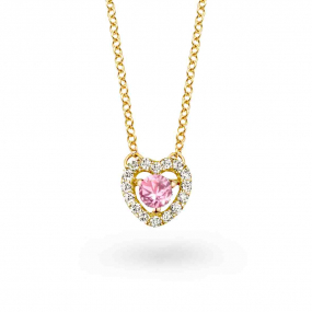 Collier diamants et saphir rose - One
