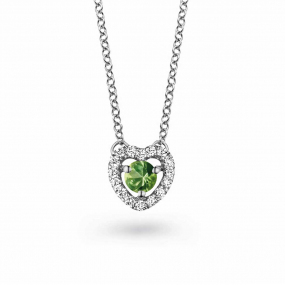 Collier Saphir Vert et diamants blancs