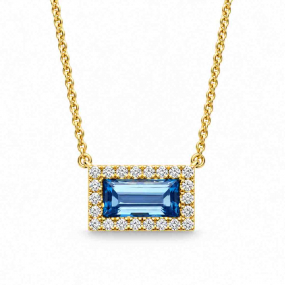 Collier Topaze blue london et Diamants