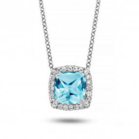 Collier Topaze Swiss Blue et diamants