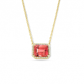 Collier Tourmaline Rose et diamants One