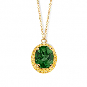 Collier tourmaline verte et saphir