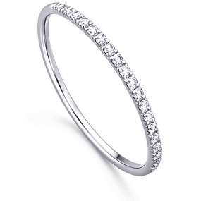 Demi-alliance en or blanc et diamants