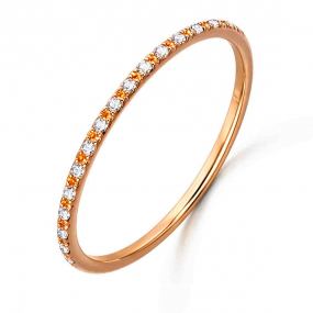 Demi-alliance en or rose et diamants