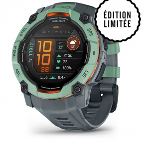 Garmin Instinct 3  - AMOLED -  Vert d'eau - bracelet bleu crpuscule