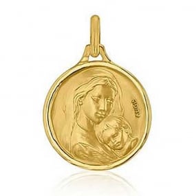 Mdaille Vierge  l'Enfant Augis Patine main