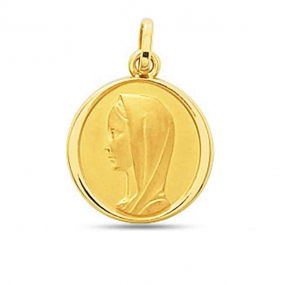 Médaille vierge Marie religieuse or jaune 18 carats pendentif, Poids 3.41 g