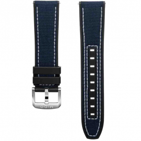 Bracelet caoutchouc et tissu bleu 22mm  similaire